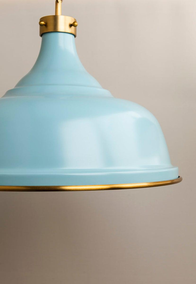 Lighting - Pendant Painted No.1 3 Light Pendant // Aged Brass & Blue Bird 