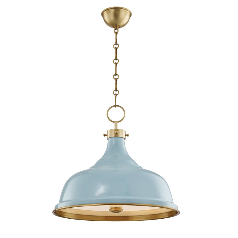 Lighting - Pendant Painted No.1 3 Light Pendant // Aged Brass & Blue Bird 