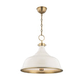 Lighting - Pendant Painted No.1 3 Light Pendant // Aged Brass & Off White 