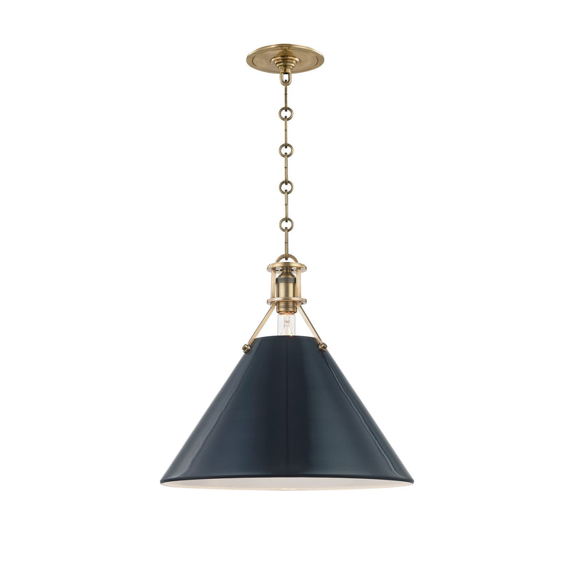 Lighting - Pendant Painted No.2 1 Light Large Pendant // Aged Brass & Darkest Blue 