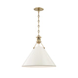 Lighting - Pendant Painted No.2 1 Light Large Pendant // Aged Brass & Off White 