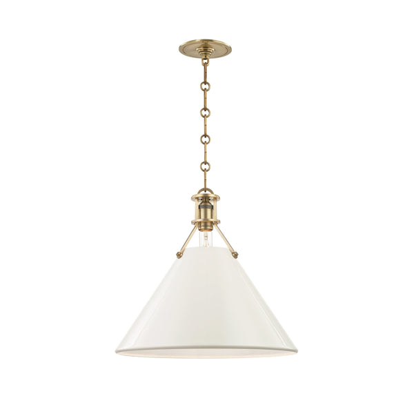 Lighting - Pendant Painted No.2 1 Light Large Pendant // Aged Brass & Off White 