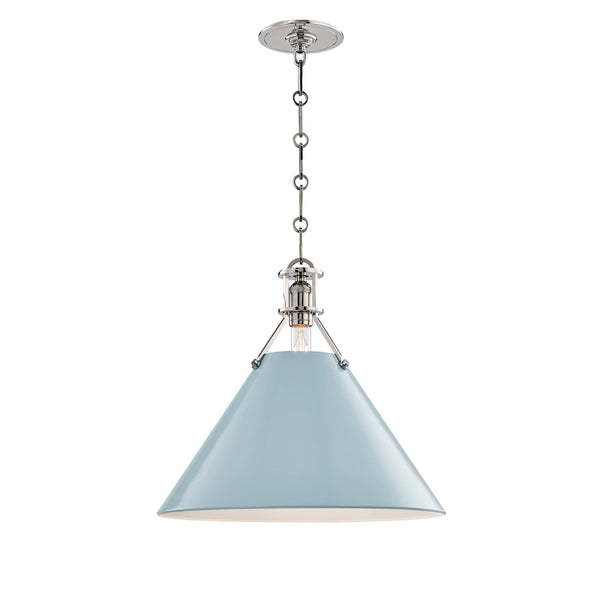 Lighting - Pendant Painted No.2 1 Light Large Pendant // Polished Nickel & Blue Bird 