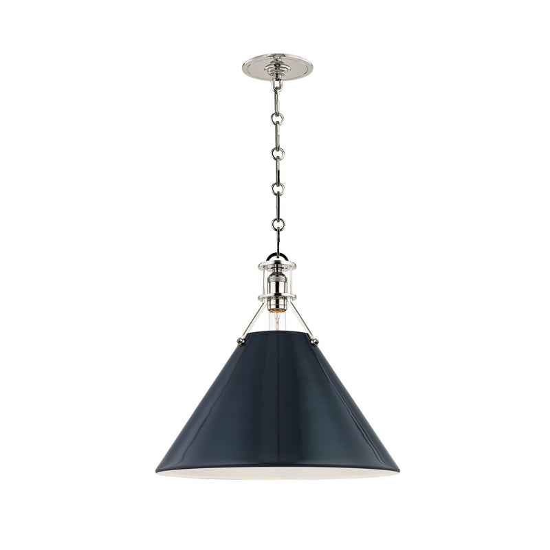 Lighting - Pendant Painted No.2 1 Light Large Pendant // Polished Nickel & Darkest Blue 