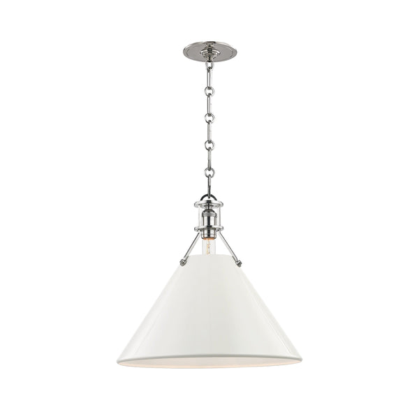 Lighting - Pendant Painted No.2 1 Light Large Pendant // Polished Nickel & Off White 