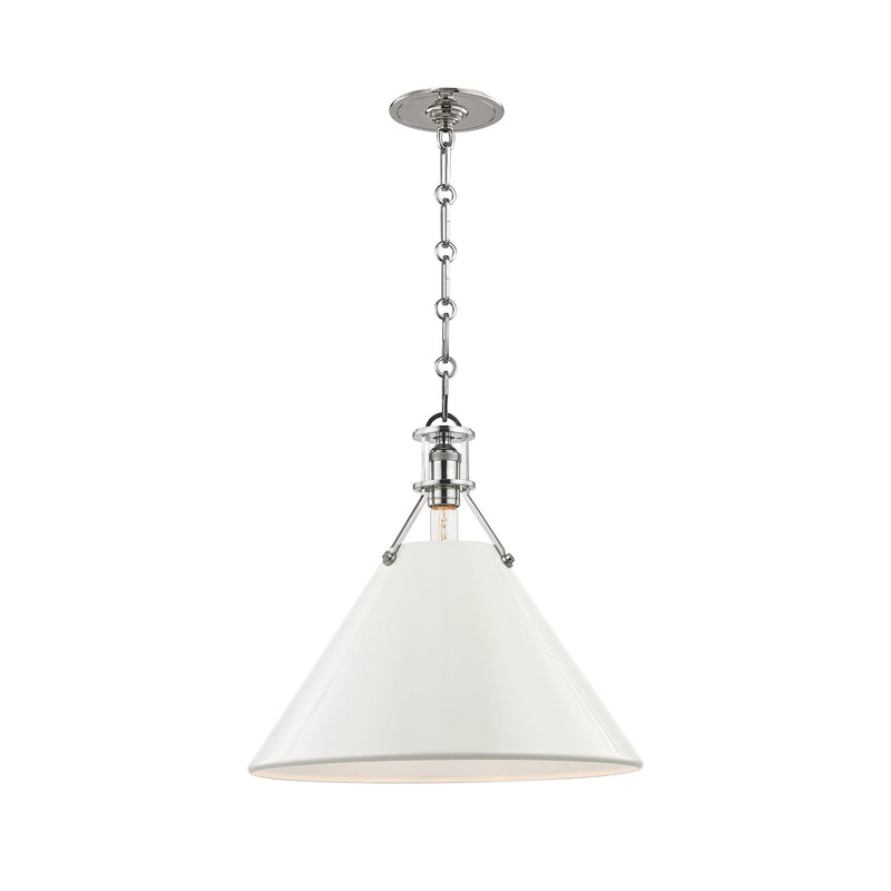 Lighting - Pendant Painted No.2 1 Light Large Pendant // Polished Nickel & Off White 