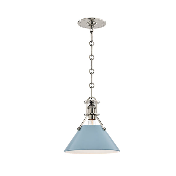 Lighting - Pendant Painted No.2 1 Light Small Pendant // Polished Nickel & Blue Bird 