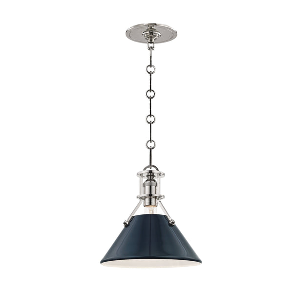 Lighting - Pendant Painted No.2 1 Light Small Pendant // Polished Nickel & Darkest Blue 