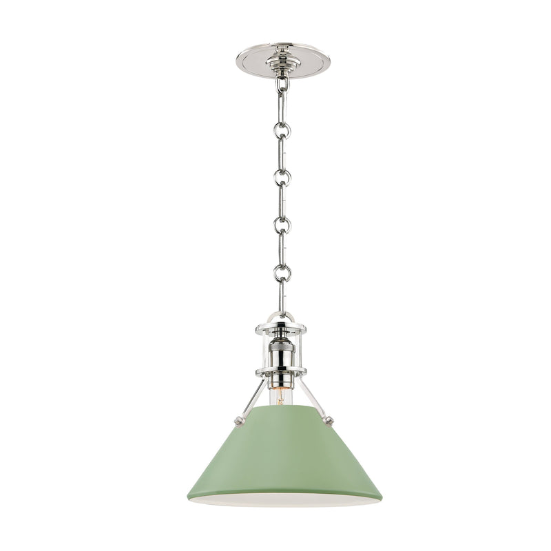 Lighting - Pendant Painted No.2 1 Light Small Pendant // Polished Nickel & Leaf Green 