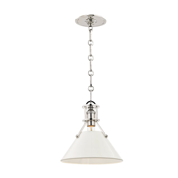 Lighting - Pendant Painted No.2 1 Light Small Pendant // Polished Nickel & Off White 