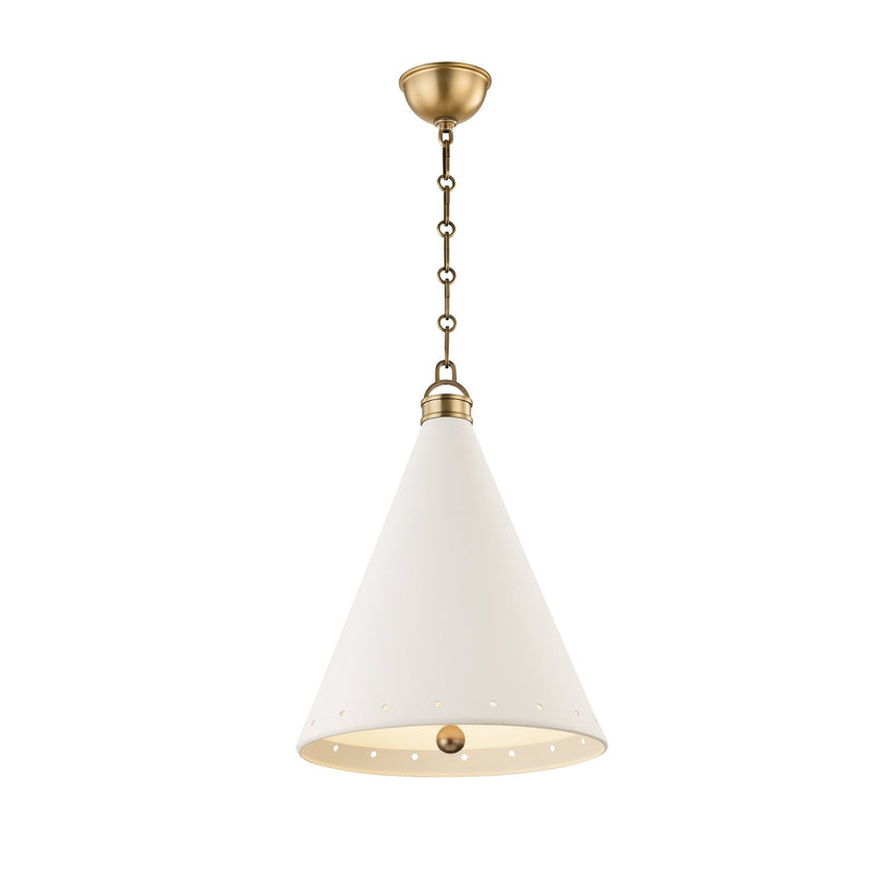 Lighting - Pendant Plaster No.1 1 Light Medium Pendant // Aged Brass & White Plaster 