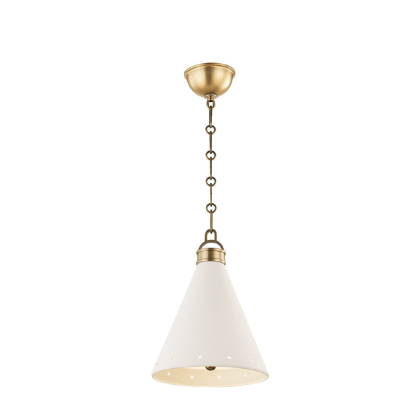 Lighting - Pendant Plaster No.1 1 Light Small Pendant // Aged Brass & White Plaster 