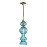 Lighting - Pendant Pomfret 1 Light Pendant With Blue Glass // Aged Brass 