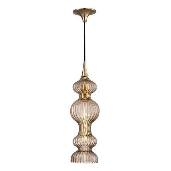 Lighting - Pendant Pomfret 1 Light Pendant With Bronze Glass // Aged Brass 