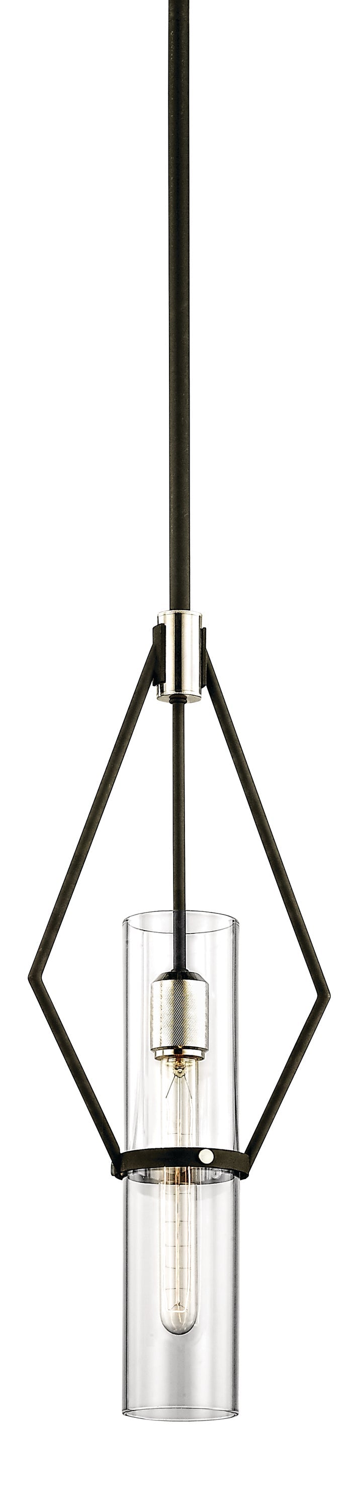 Lighting - Pendant Raef 1lt Mini Pendant // Textured Black & Polish Nickel // Large 