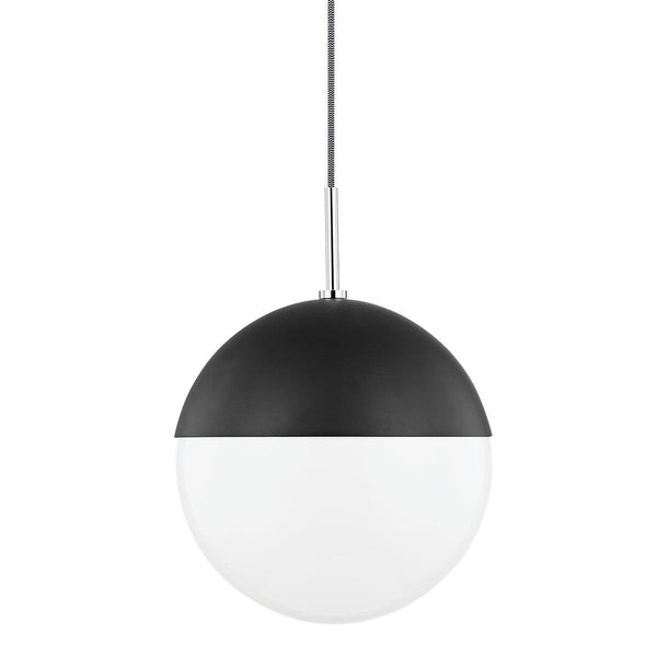 Lighting - Pendant Renee 1 Light Large Pendant // Polished Nickel & Black 