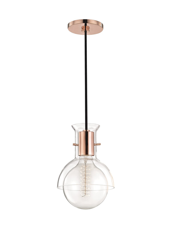 Lighting - Pendant Riley 1 Light Pendant with Glass // Polished Copper 