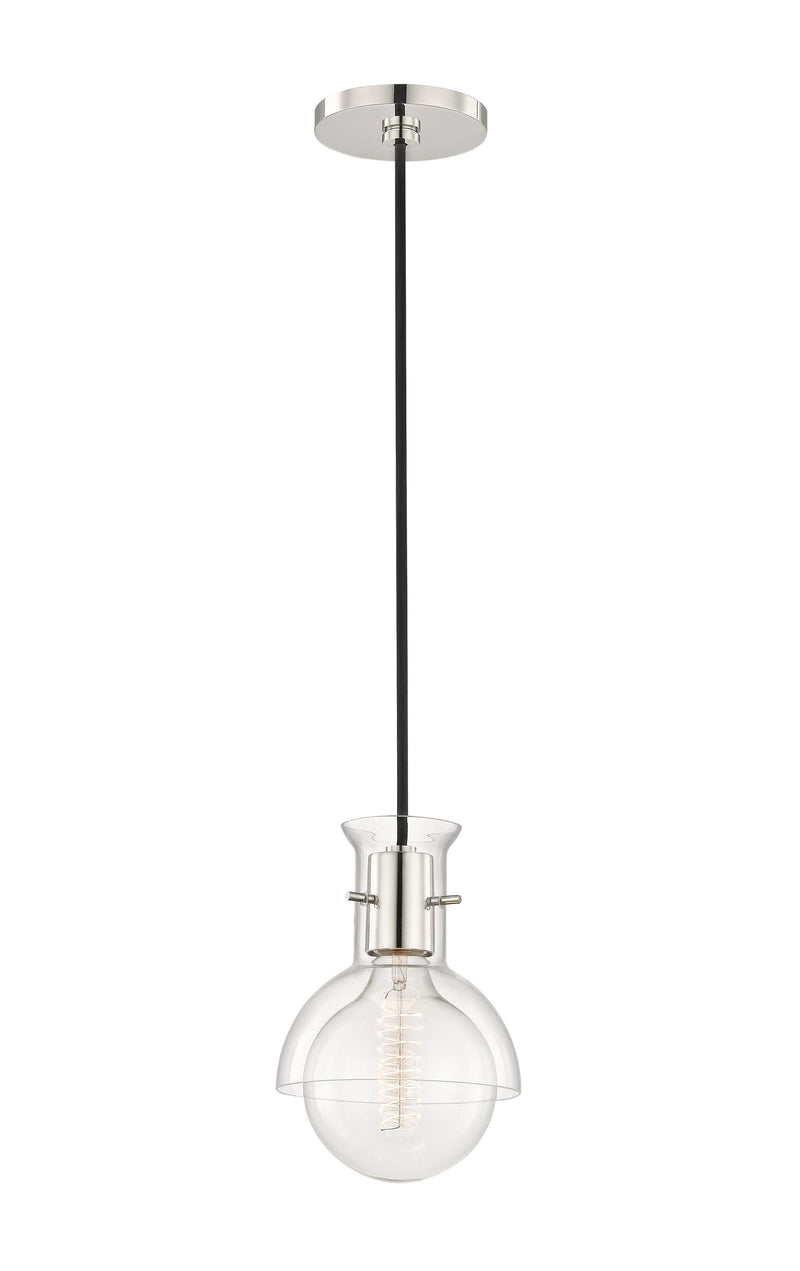 Lighting - Pendant Riley 1 Light Pendant with Glass // Polished Nickel 