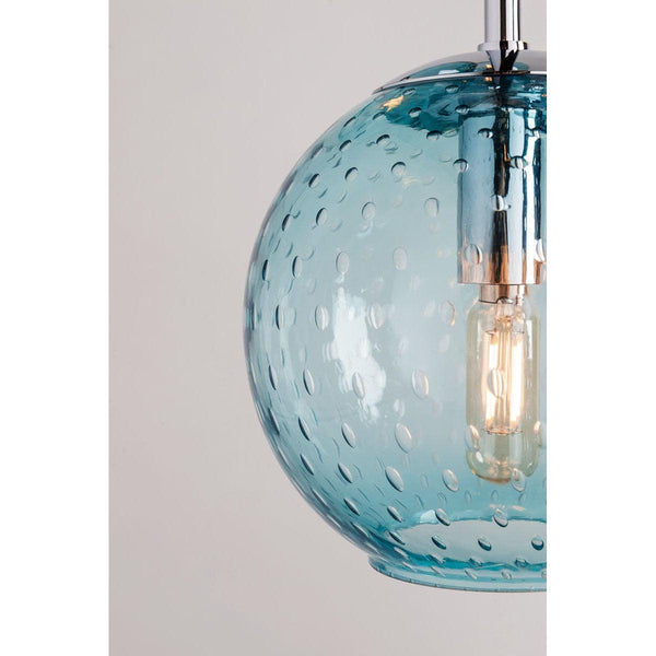 Lighting - Pendant Rousseau 1 Light Pendant Blue Glass // Polished Chrome // Medium 