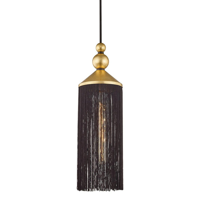 Lighting - Pendant Scarlett 1 Light Pendant // Gold Leaf & Black 