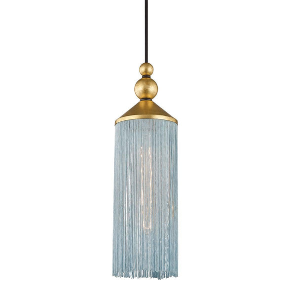 Lighting - Pendant Scarlett 1 Light Pendant // Gold Leaf & Blue 