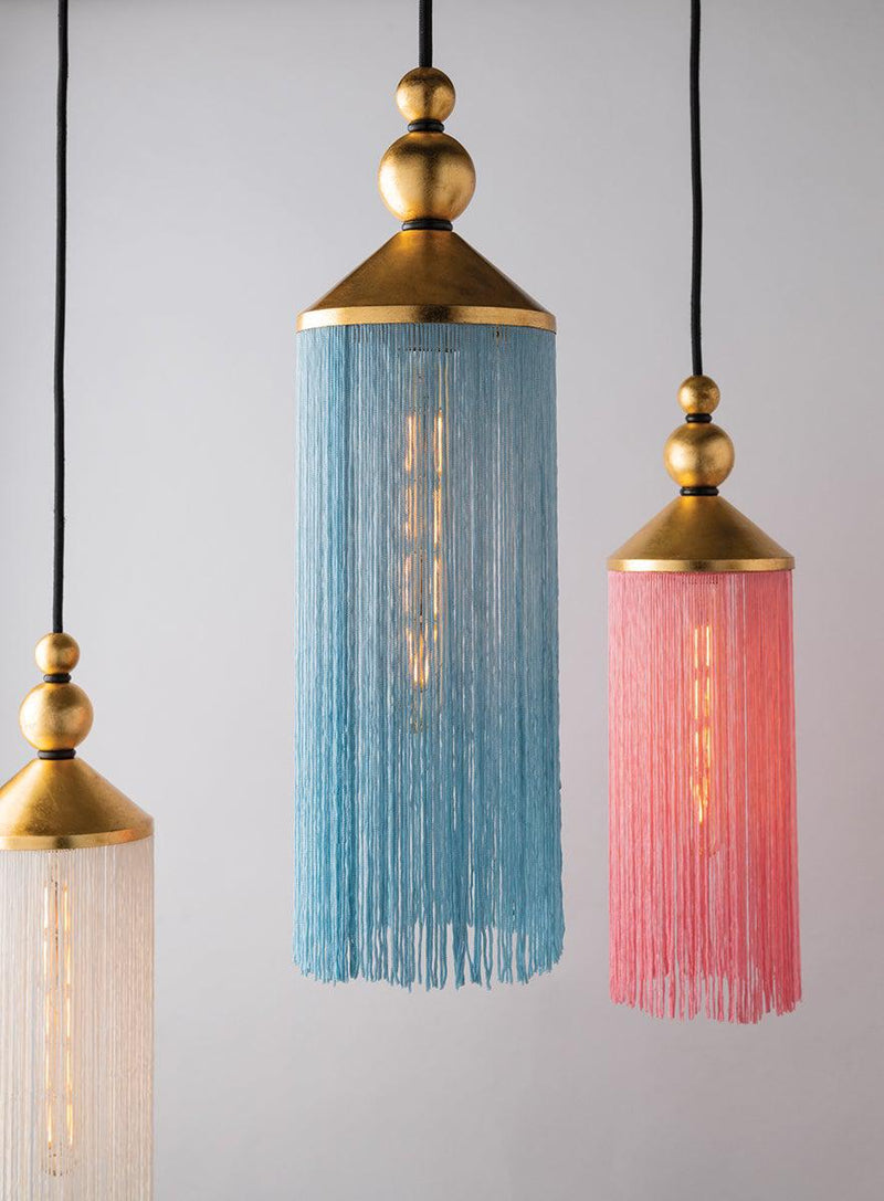 Lighting - Pendant Scarlett 1 Light Pendant // Gold Leaf & Pink 