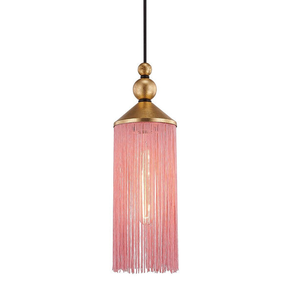 Lighting - Pendant Scarlett 1 Light Pendant // Gold Leaf & Pink 