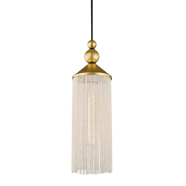 Lighting - Pendant Scarlett 1 Light Pendant // Gold Leaf & White 