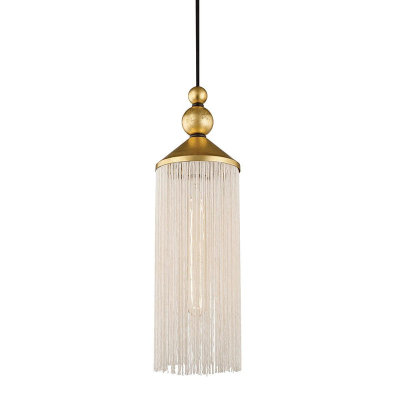 Lighting - Pendant Scarlett 1 Light Pendant // Gold Leaf & White 