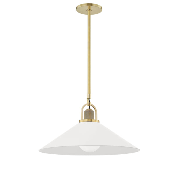 Lighting - Pendant Syosset 1 Light Large Pendant // Aged Brass & Soft Off White 