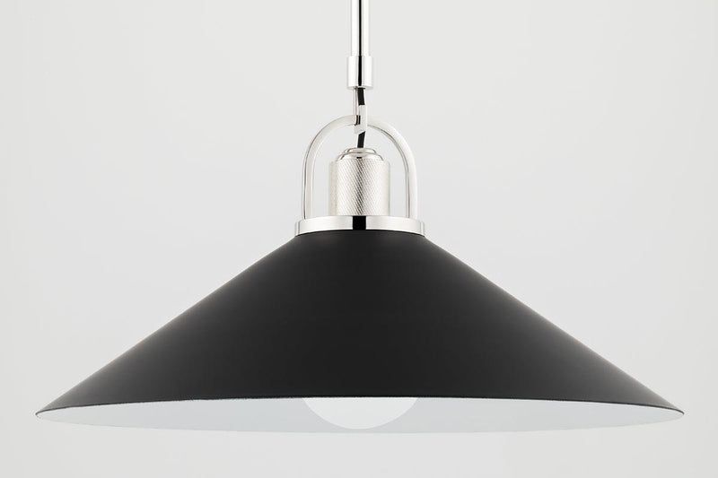 Lighting - Pendant Syosset 1 Light Large Pendant // Polished Nickel & Black 