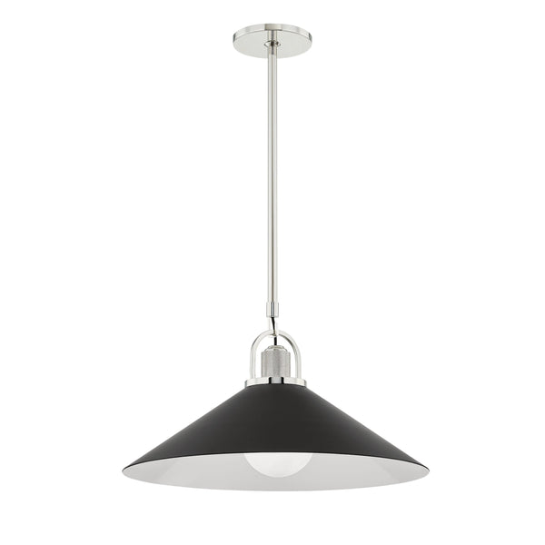 Lighting - Pendant Syosset 1 Light Large Pendant // Polished Nickel & Black 