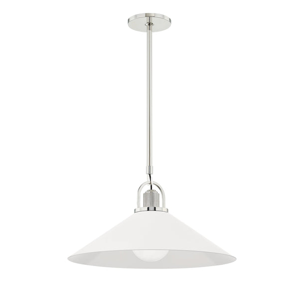 Lighting - Pendant Syosset 1 Light Large Pendant // Polished Nickel & White 