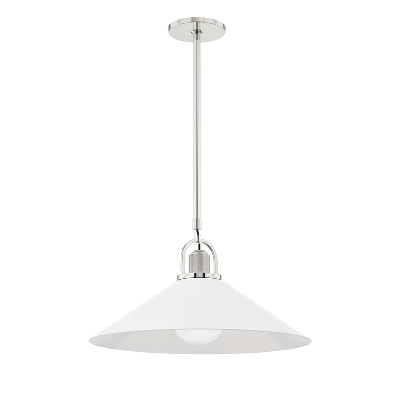 Lighting - Pendant Syosset 1 Light Large Pendant // Polished Nickel & White 