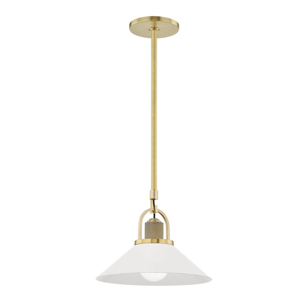 Lighting - Pendant Syosset 1 Light Small Pendant // Aged Brass & Soft Off White 