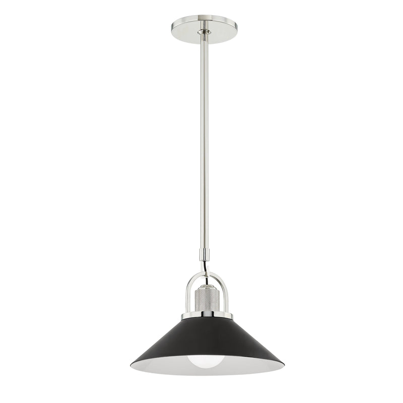 Lighting - Pendant Syosset 1 Light Small Pendant // Polished Nickel & Black 