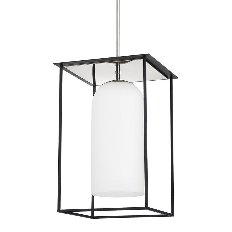 Lighting - Pendant Teres 1 Light Large Pendant // Polished Nickel & Textured Black Combo 