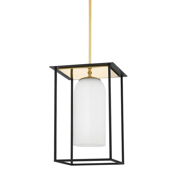 Lighting - Pendant Teres 1 Light Small Pendant // Aged Brass & Textured Black Combo 