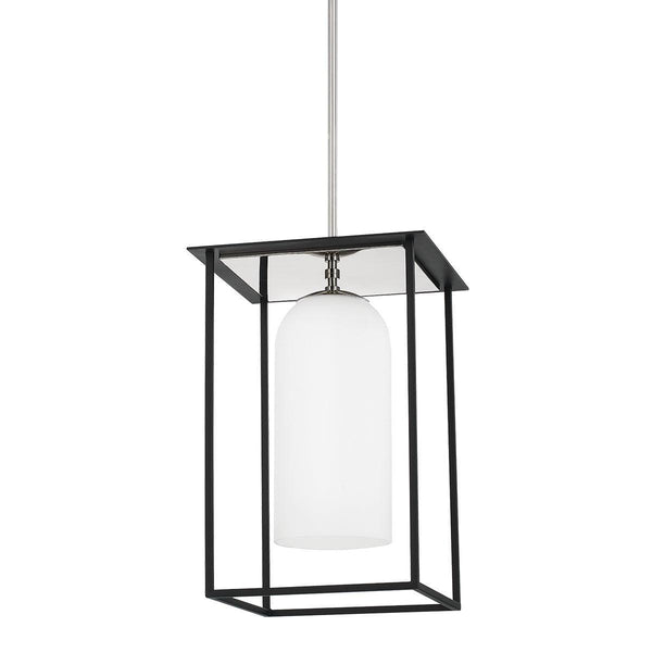 Lighting - Pendant Teres 1 Light Small Pendant // Polished Nickel & Textured Black Combo 