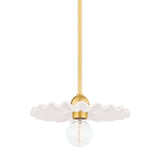 Lighting - Pendant Tinsley 1 Light Pendant // Aged Brass & Ceramic Gloss Cream 