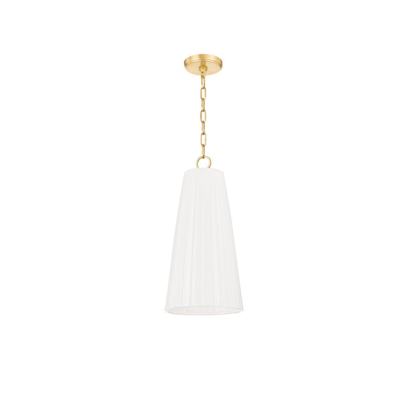 Lighting - Pendant Treman 1 Light Pendant // Aged Brass & Ceramic Gloss White 