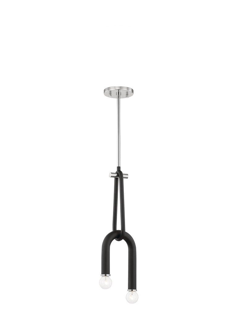 Lighting - Pendant Whit 2 Light Pendant // Polished Nickel & Black 