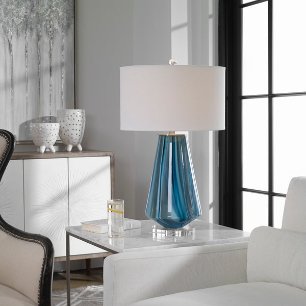 Lighting Pescara Teal-Gray Glass Lamp 