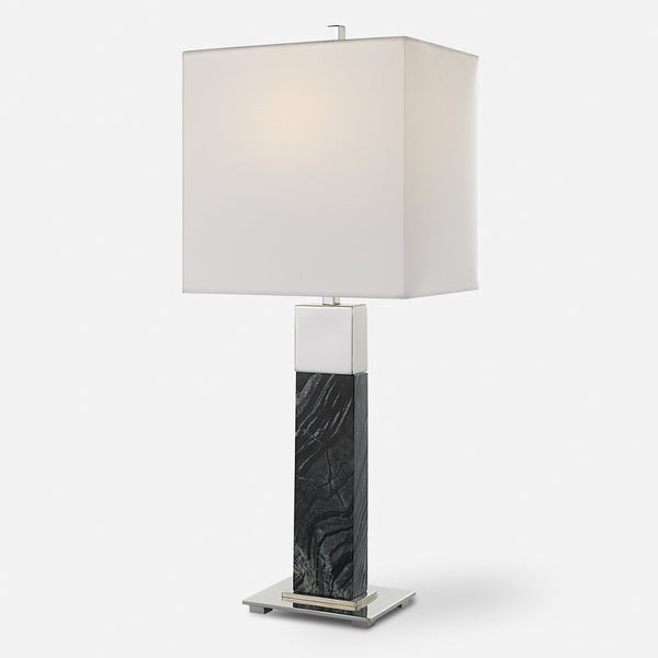 Lighting Pilaster Black Marble Table Lamp 