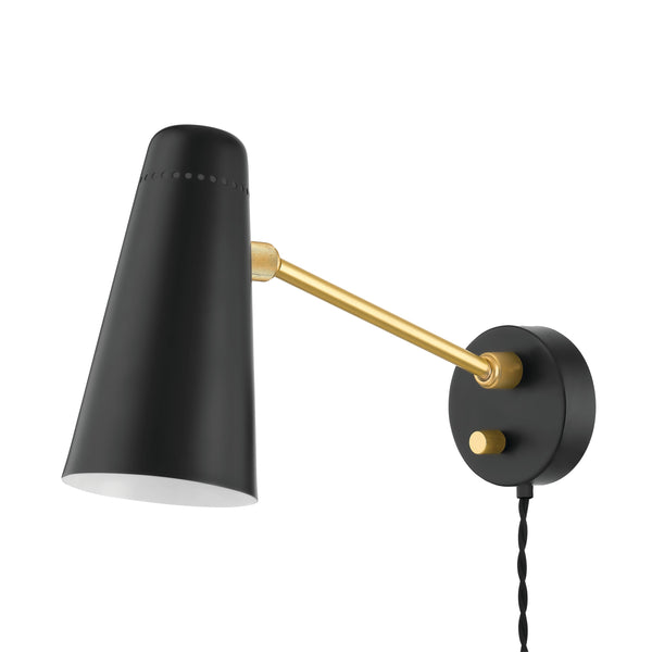 Lighting - Plug-in Sconce Alex 1 Light Portable Wall Sconce // Aged Brass // Small 