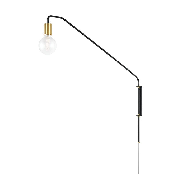 Lighting - Plug-in Sconce Becca 1 Light Portable Wall Sconce // Aged Brass & Soft Black 