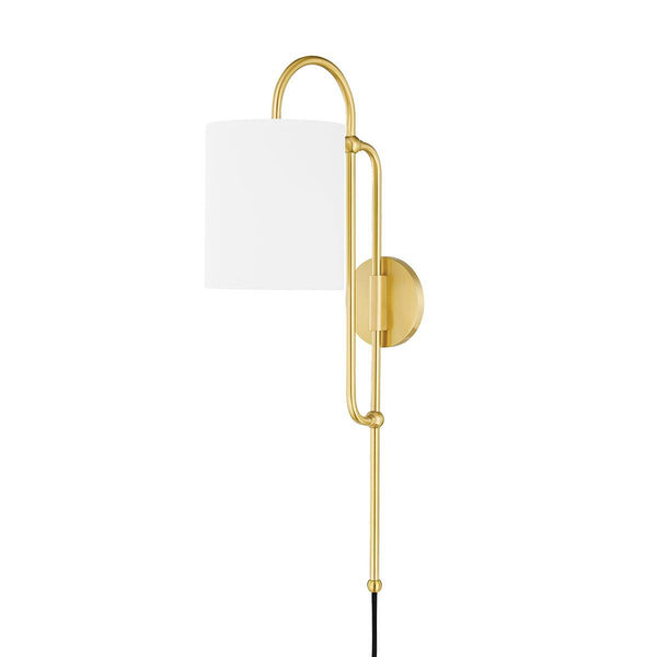 Lighting - Plug-in Sconce Caroline 1 Light Portable Wall Sconce // Aged Brass 