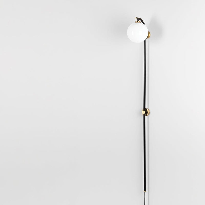 Lighting - Plug-in Sconce Faye 1 Light Portable Wall Sconce // Aged Brass & Soft Black 