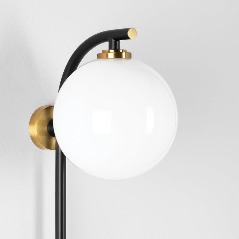 Lighting - Plug-in Sconce Faye 1 Light Portable Wall Sconce // Aged Brass & Soft Black 