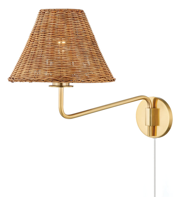 Lighting - Plug-in Sconce Issa 1 Light Portable Wall Sconce // Aged Brass 